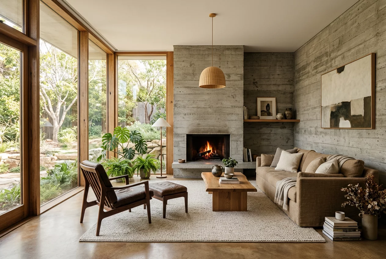 Organiczny brutalizm w salonie: Nowy trend 2026